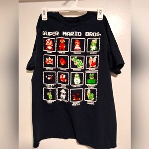 Black Retro Super Mario Bros Short Sleeve T-Shirt